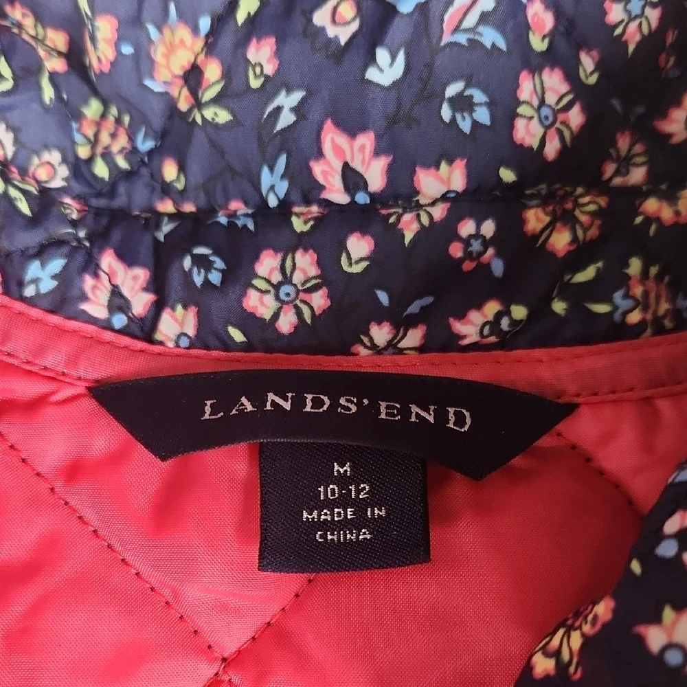 Lands' End- Kids - Floral Button Up Jacket w/ Pink Trim. Size M - Picture 2 of 4